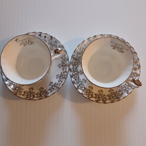 Royal Albert 25th Anniversary Silver Filigree Tea Cup & Saucer Set of 2 - Picture 3 of 11